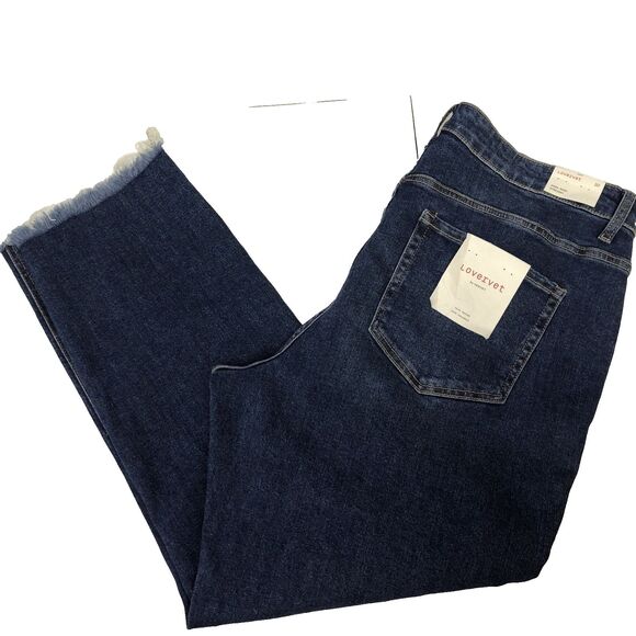 Lovervet By Vervet Jeans Womens Plus 20 Blue High Rise Straight Raw Hem NWT - Picture 1 of 10